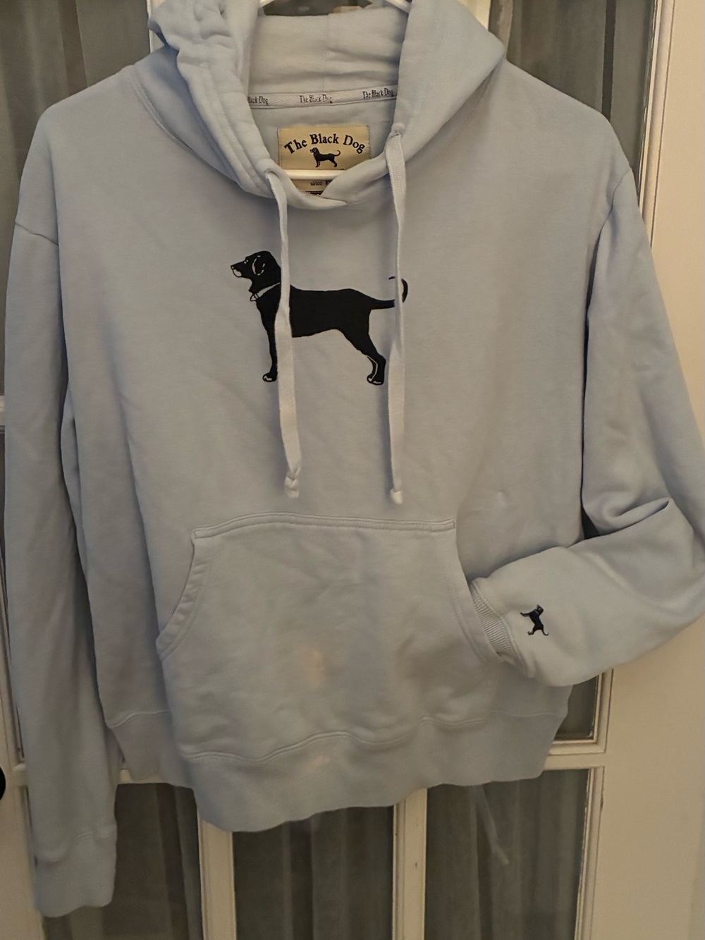 The Black Dog Pale Blue Hoodie with Black Logo